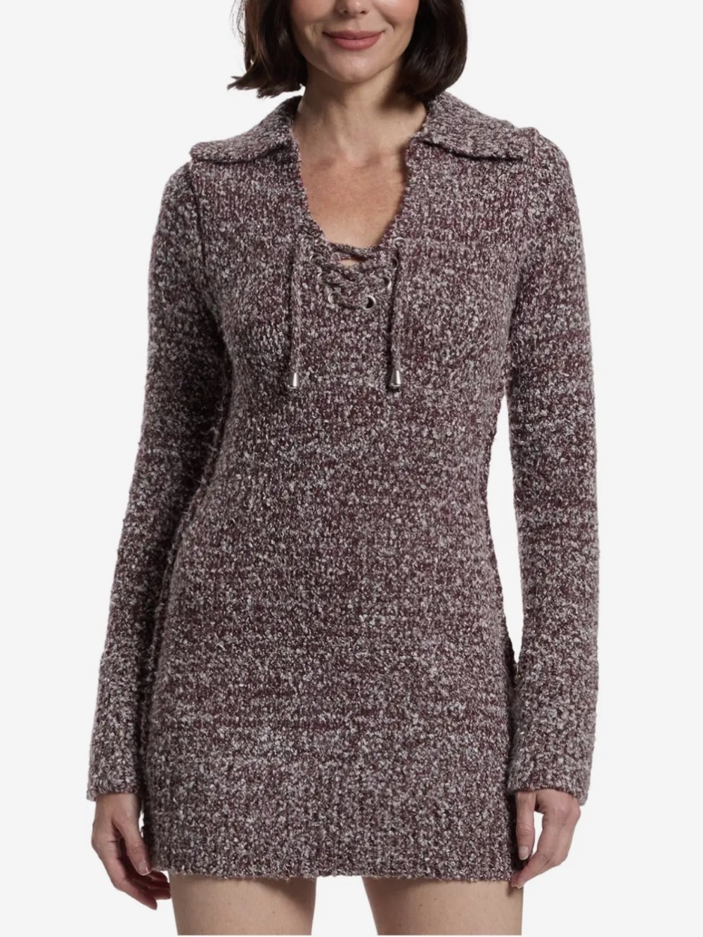 FREE PEOPLE MILENA LACE UP KNIT MINI DRESS M